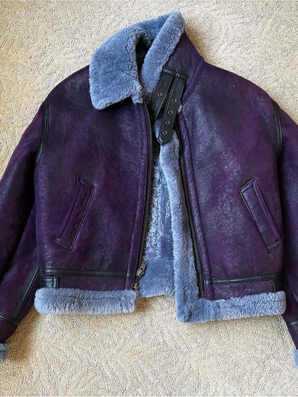 Avirex Purple Bomber Jacket with purple Shearling Lining _men’s 38